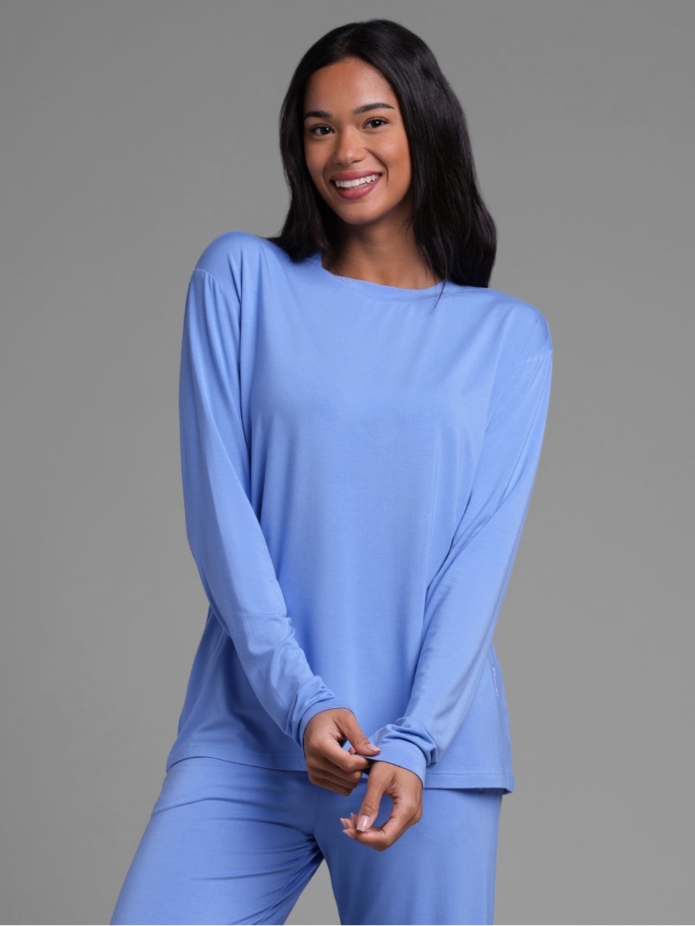 COMFRT Women’s Cloud Lounge Allure Blue Long Sleeve Tee EUC